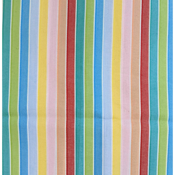 Vintage Rainbow Stripes Fabric Dimity-like Woven Synthetic Blend Pastel‎ Colors